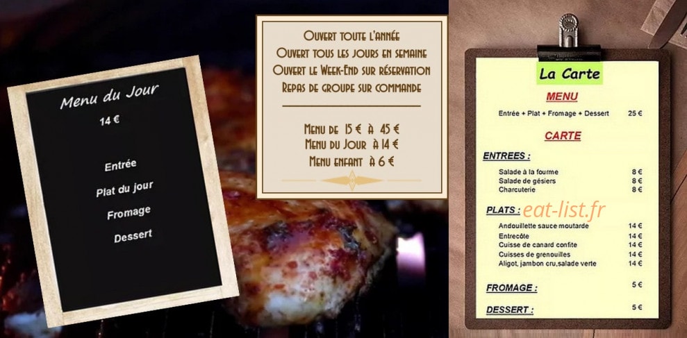 Carte et menu de Auberge du Bon Vieux Temps à La Chapelle Agnon — Les menus