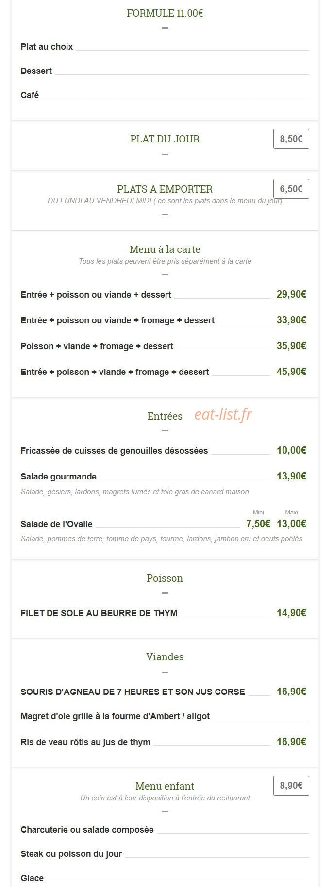 Au Beurre de Thym — carte page 2