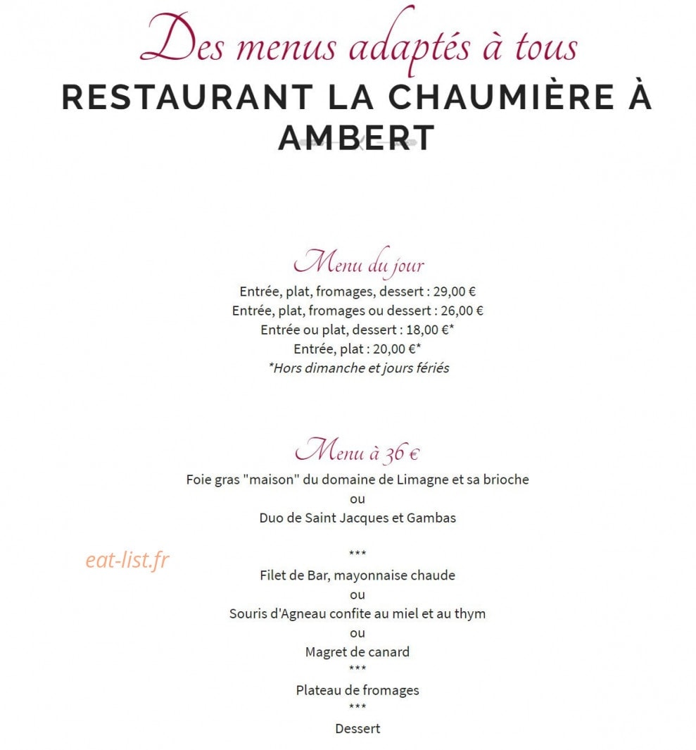 La Chaumière — carte page 2