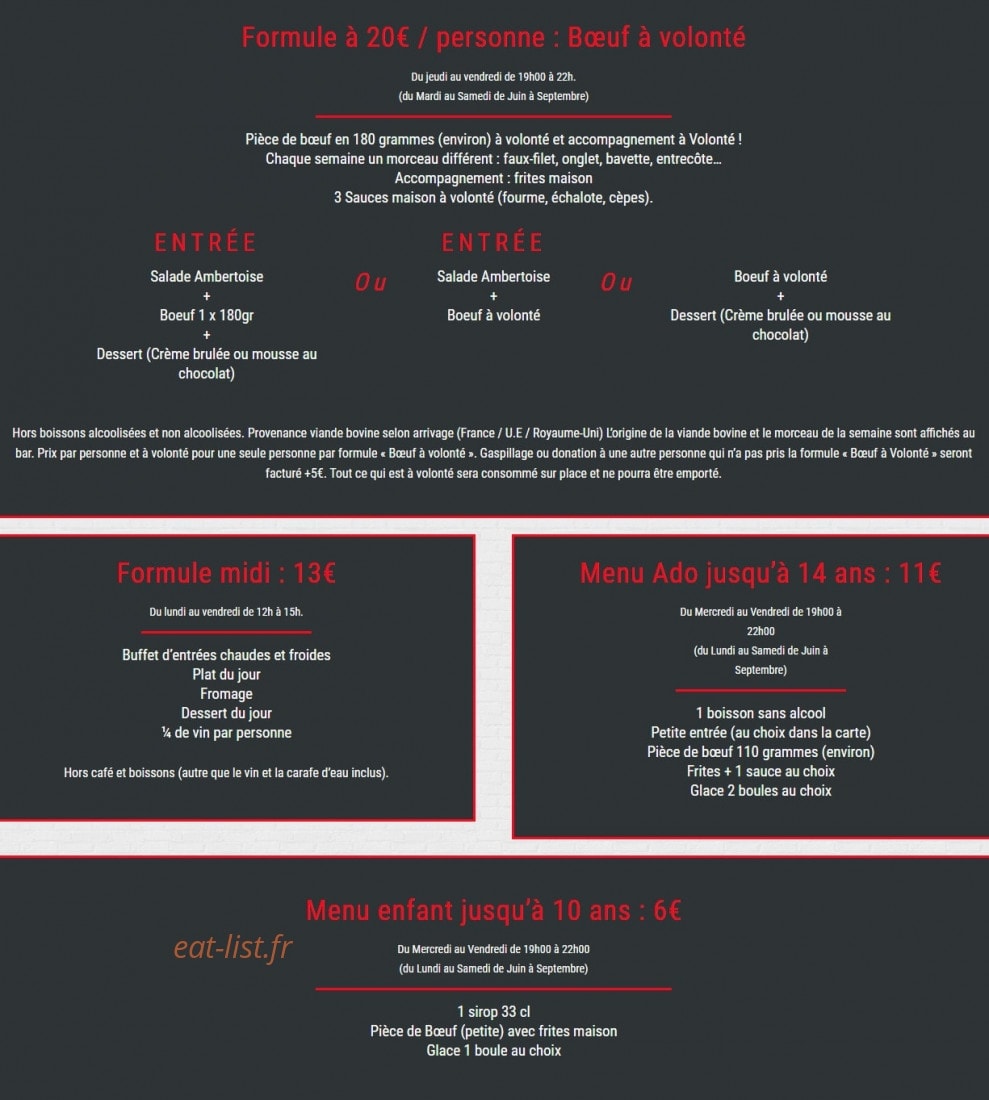 La Jasserie — carte page 1