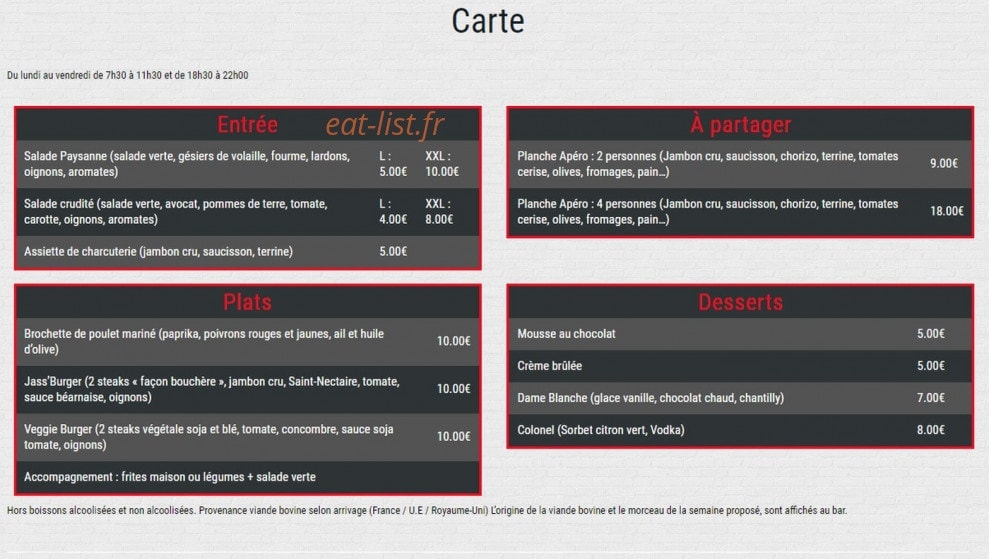 La Jasserie — carte page 2