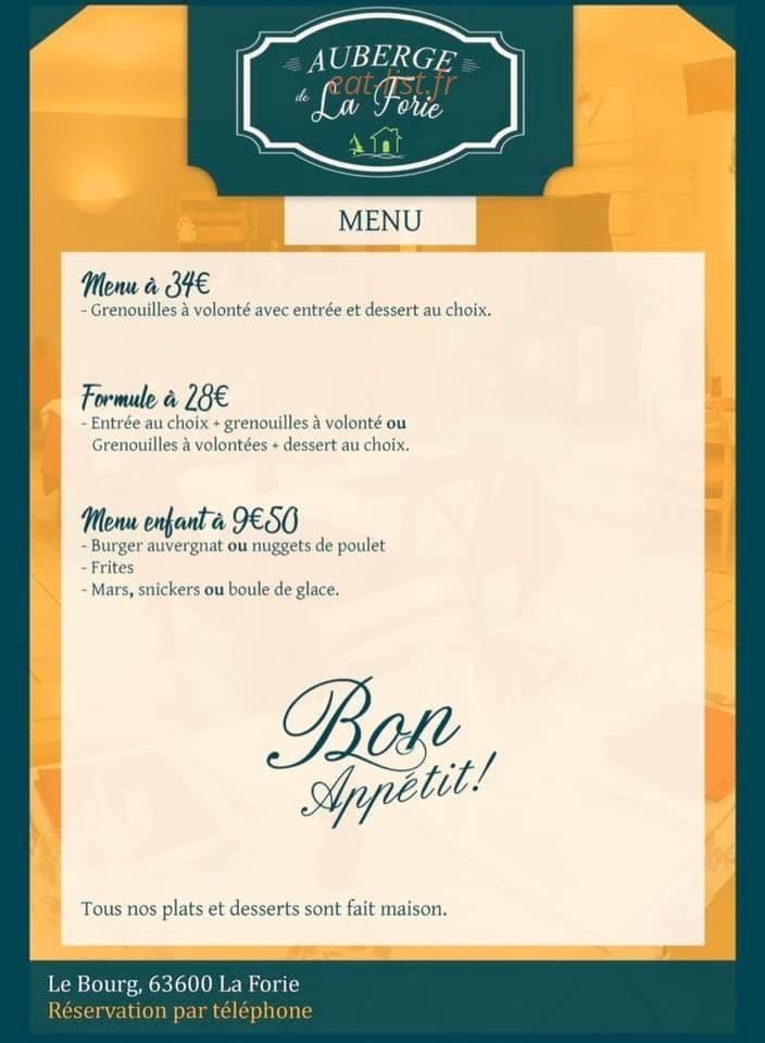 Auberge de La Forie — carte page 4