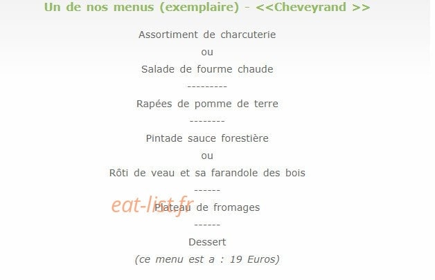 Auberge de Valcivières — carte page 1