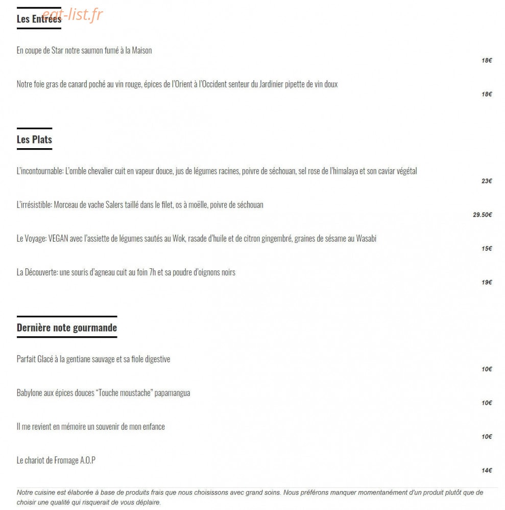 Hostellerie du Beffroy — carte page 1
