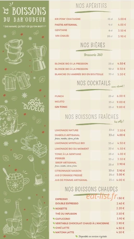 Carte et menu de Le Bar'oudeur à Besse et Saint Anastaise — Les boissons