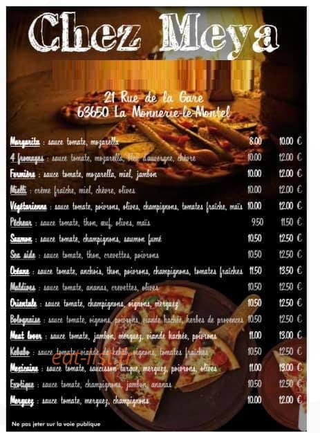 Chez Meya — carte page 1