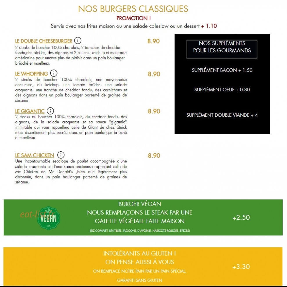 Oncle Sam's — carte page 1