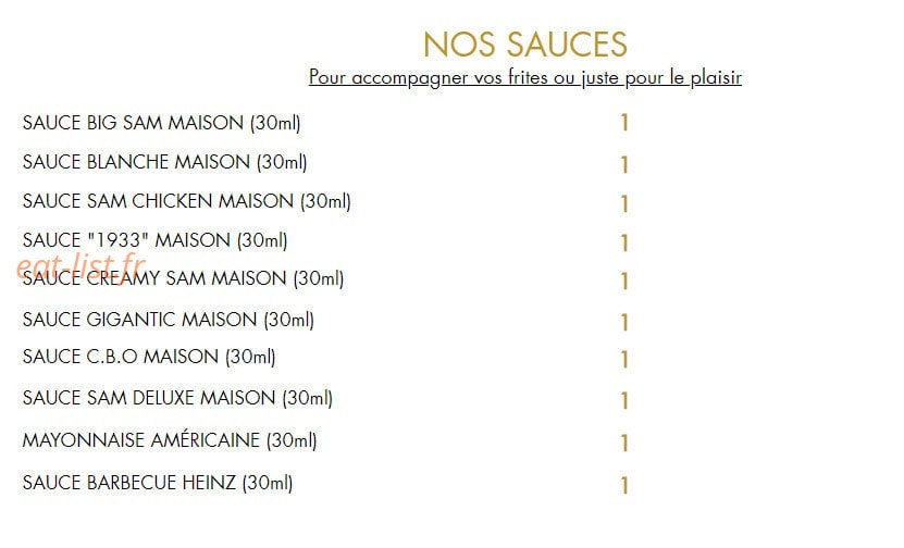 Oncle Sam's — carte page 16
