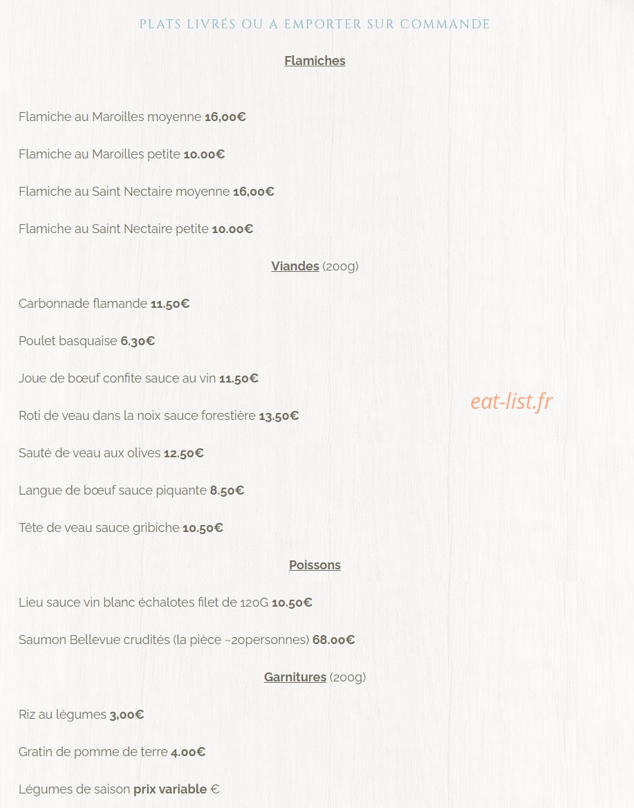 Traiteur Montmazot — carte page 1