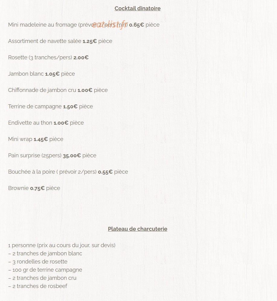 Traiteur Montmazot — carte page 2