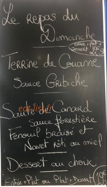 Le Bistro du Village — carte page 1