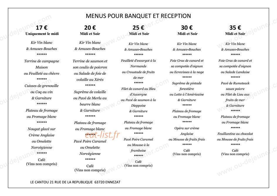 Le Cantou — carte page 1