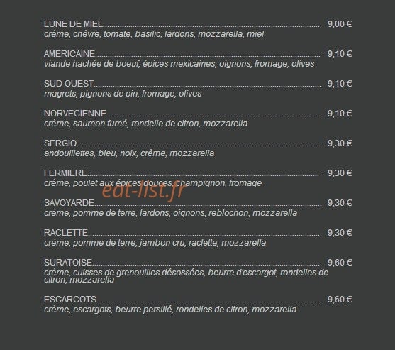 Limagne Pizza — carte page 2