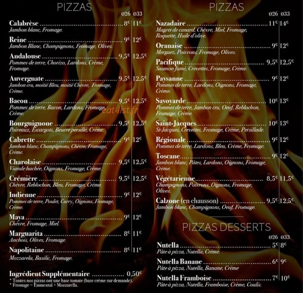 Pizzeria Ô'Nazadaire — carte page 2