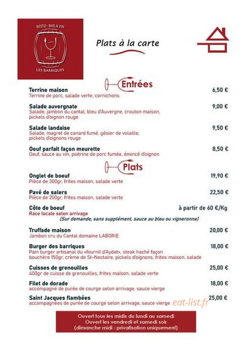 Les Barriques — carte page 1