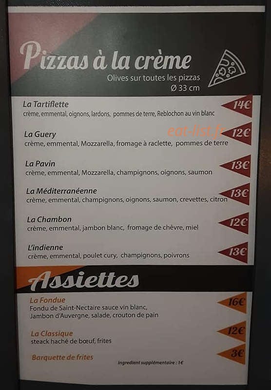 Pizzeria du Donjon — carte page 2