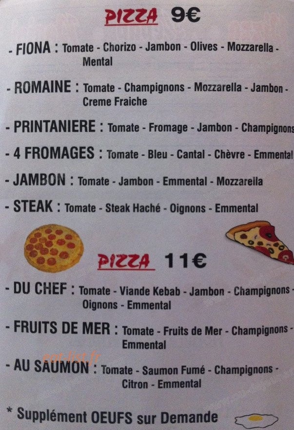 Kebab Fiona — carte page 1