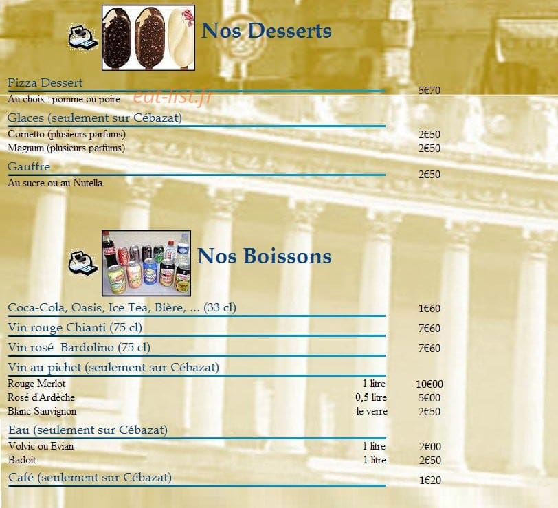 Mondial Pizza — carte page 2