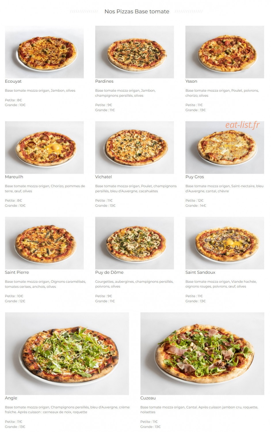 Pizz'Atelier — carte page 2