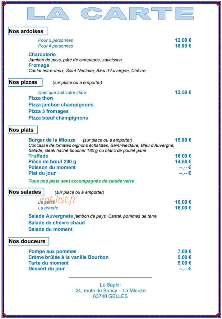 Le Saphir — carte page 1