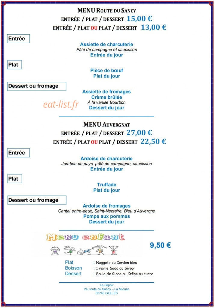 Le Saphir — carte page 2