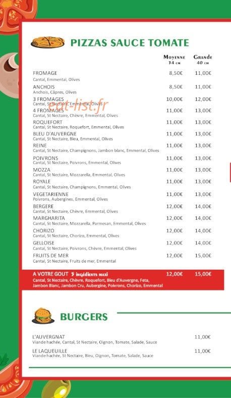 Marcello Pizzas — carte page 1