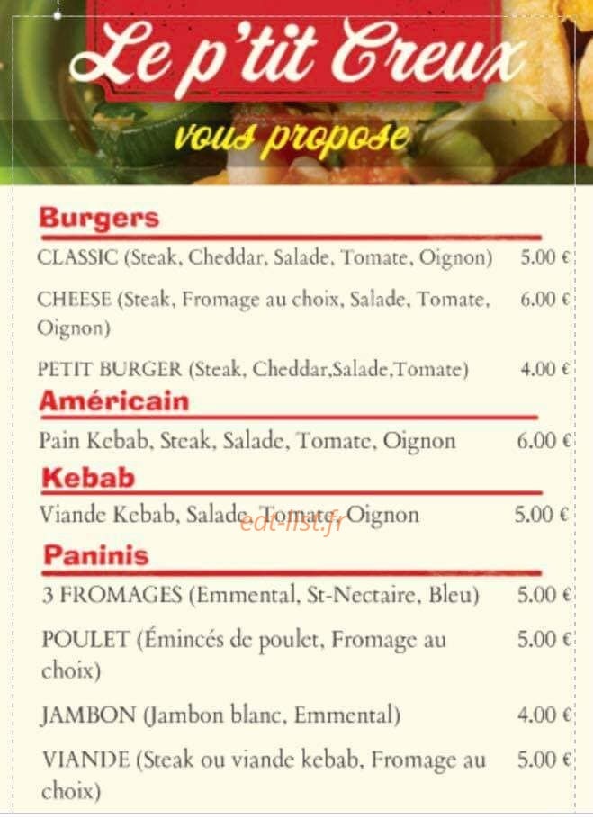 Le P'tit Creux — carte page 2