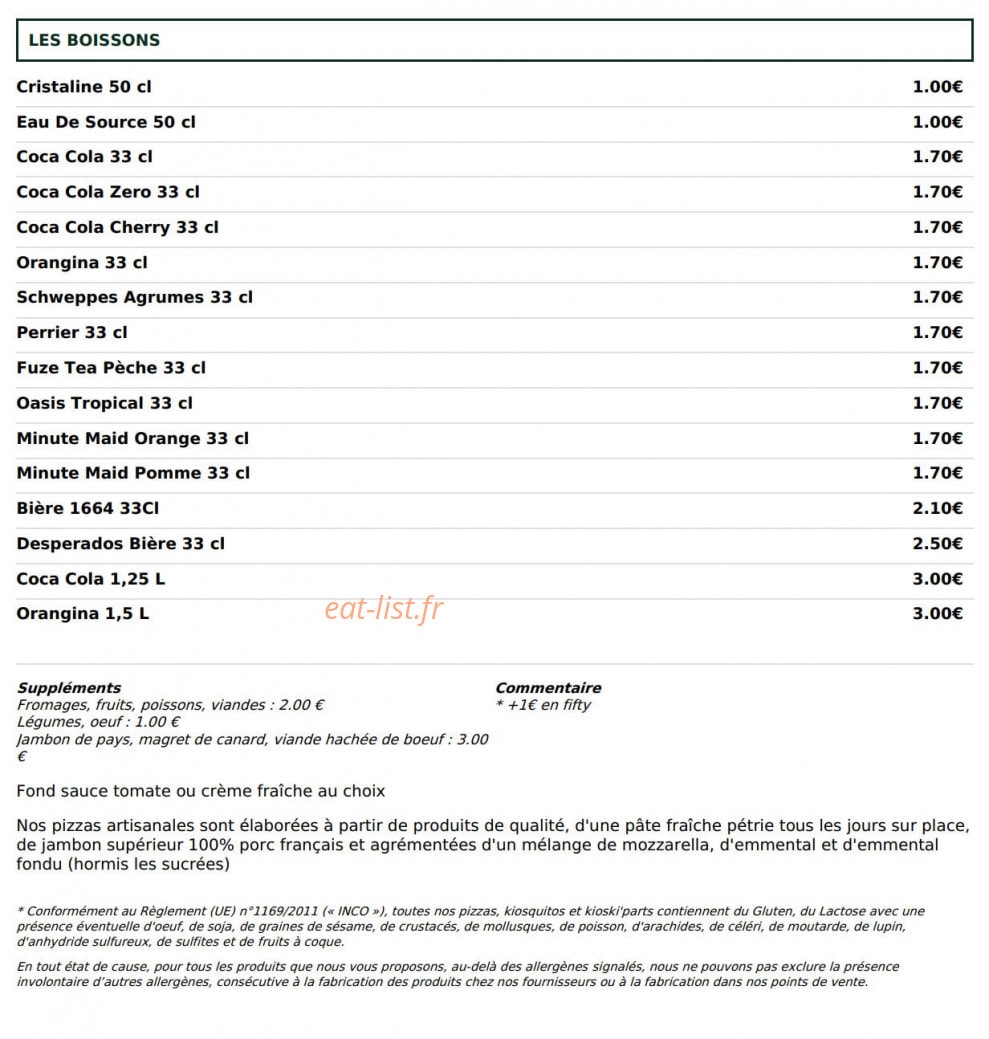 Le kiosque à pizzas — carte page 5