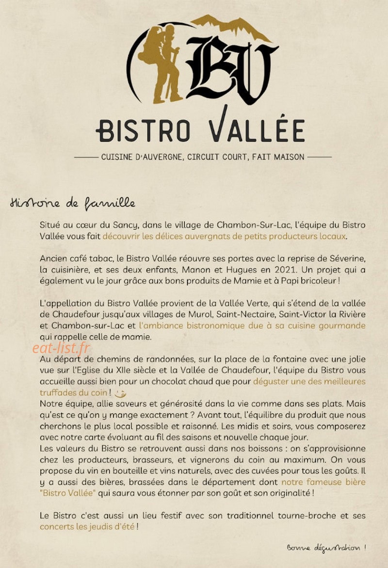 Bistro Vallée — carte page 6