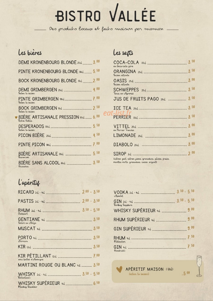 Bistro Vallée — carte page 2