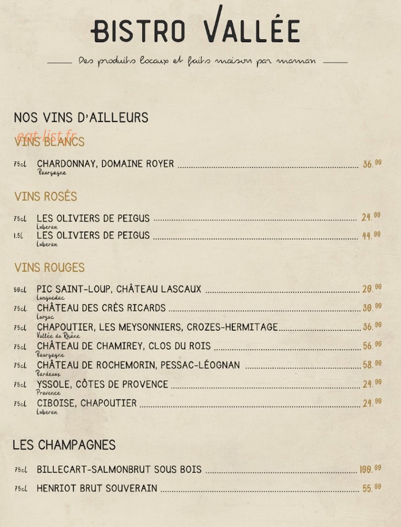 Bistro Vallée — carte page 4