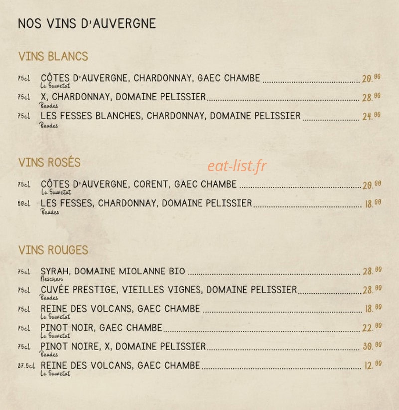 Bistro Vallée — carte page 3