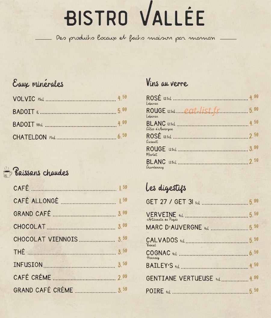 Bistro Vallée — carte page 5