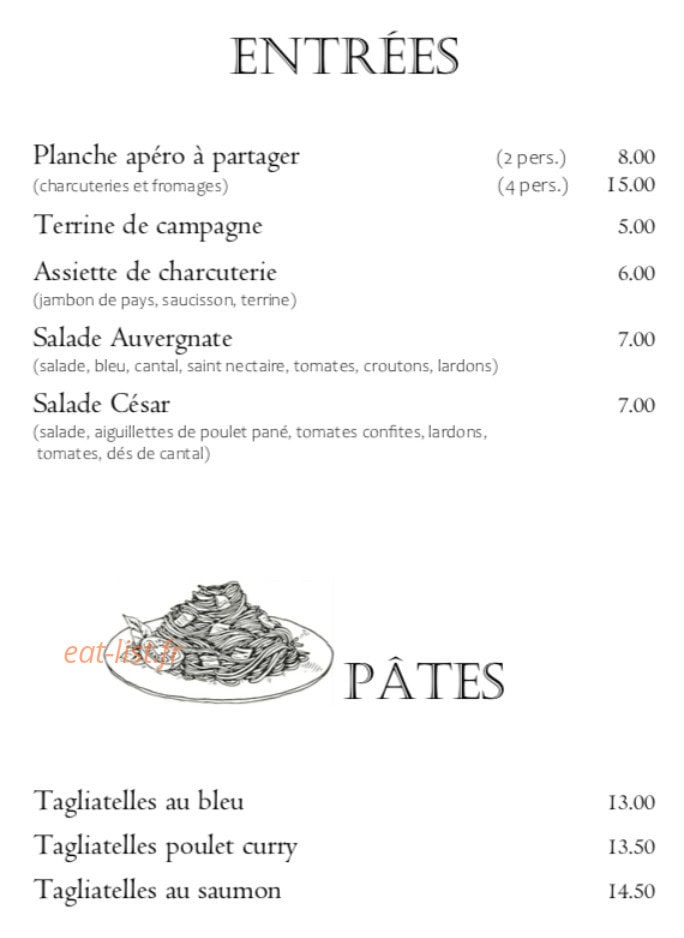 La Taverne du Lac — carte page 1