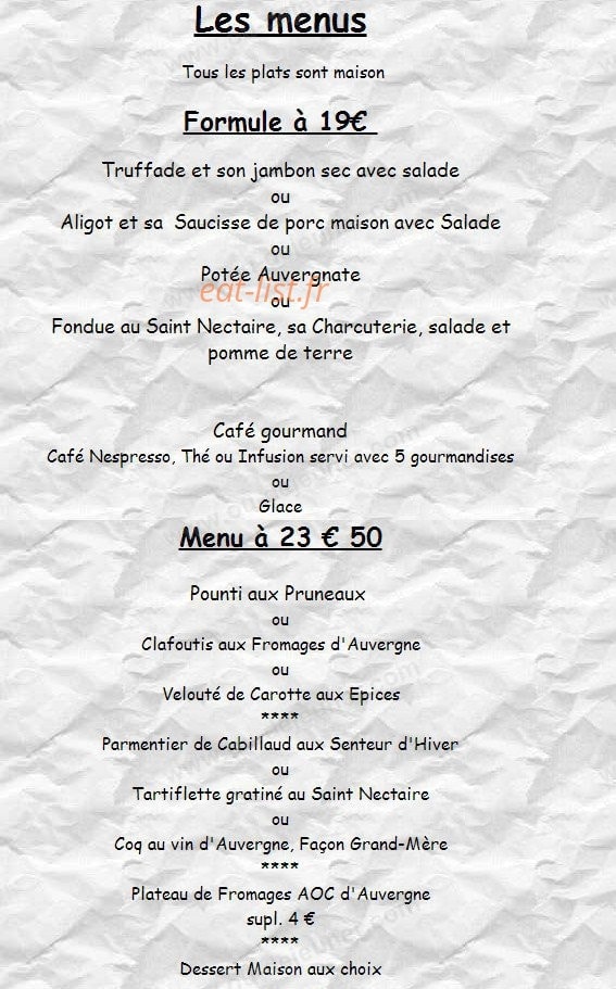 Au Montagnard — carte page 1