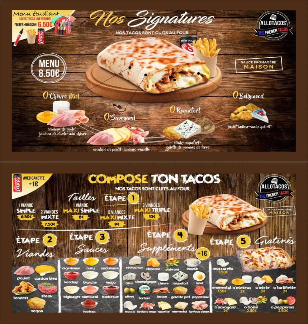 Allo Tacos — carte page 1