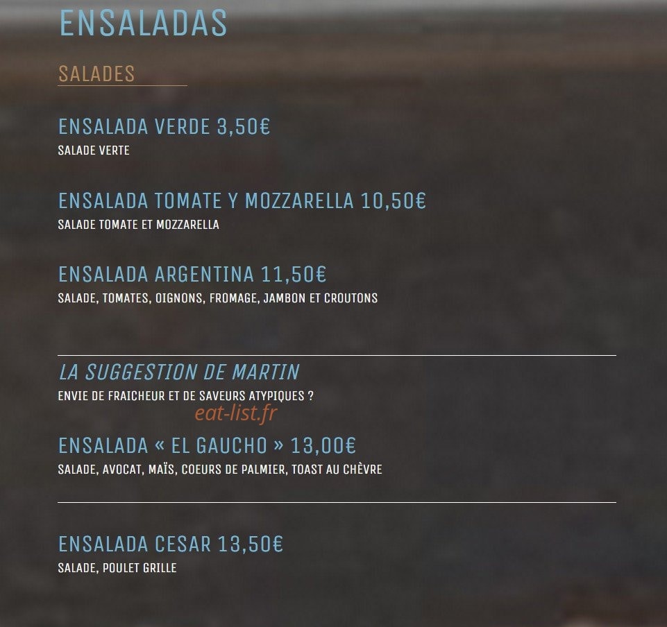 El Gaucho — carte page 2