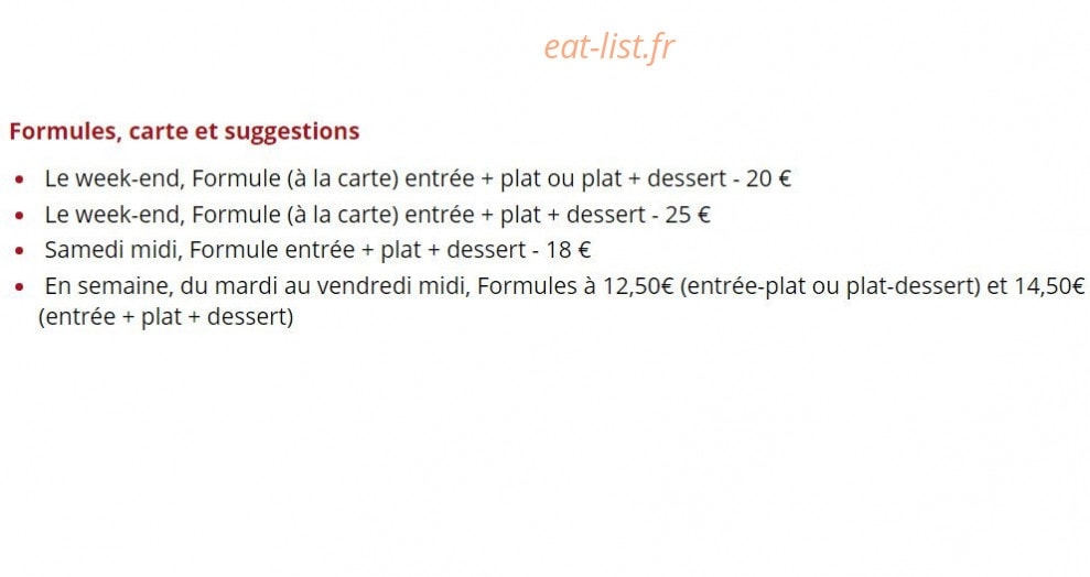 Carte et menu de Le Bistrot des Rives à Cournon d'Auvergne — Les formules