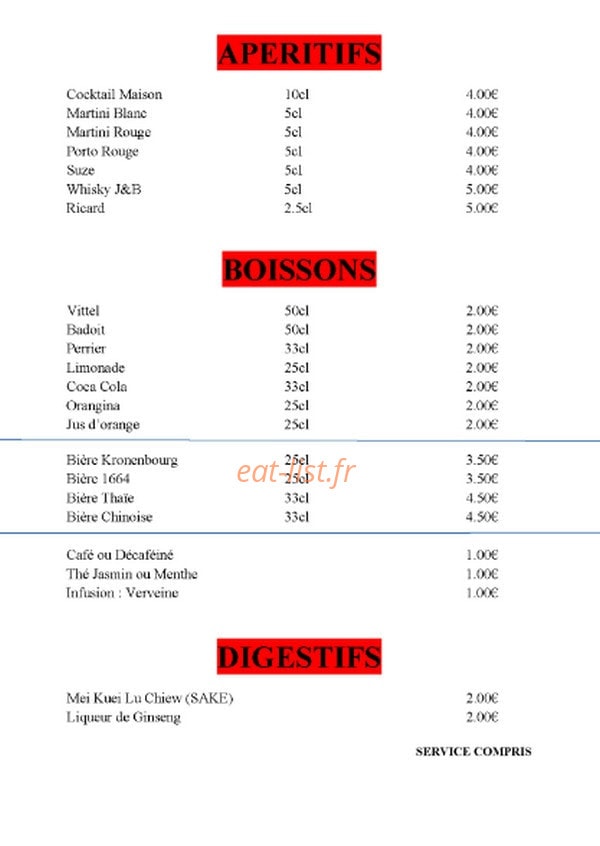 Le Relais D'asie — carte page 9