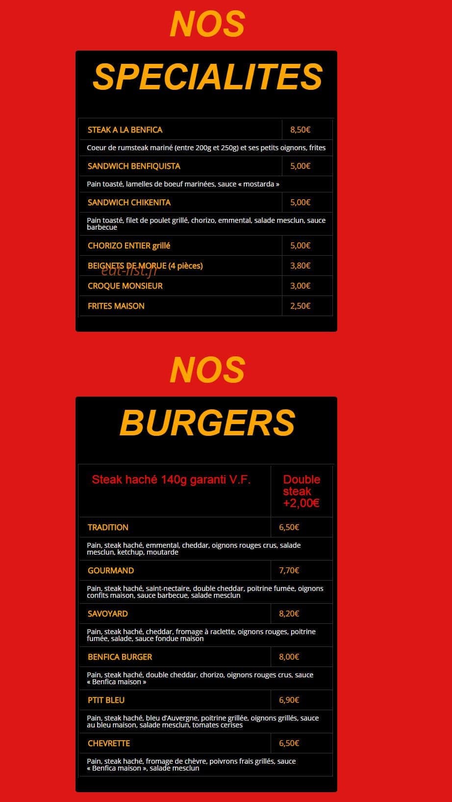 Pizza Benfica — carte page 6