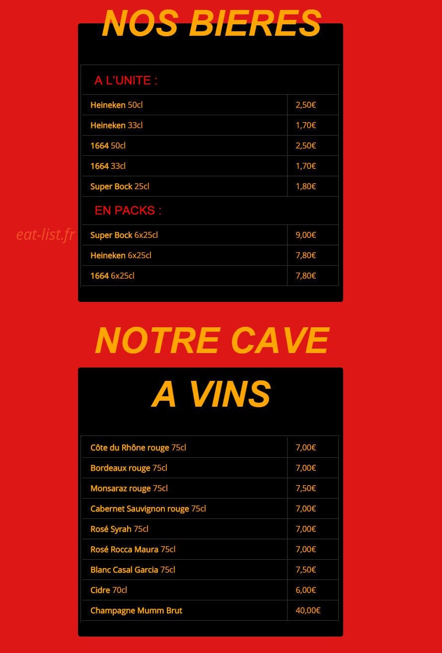 Pizza Benfica — carte page 2