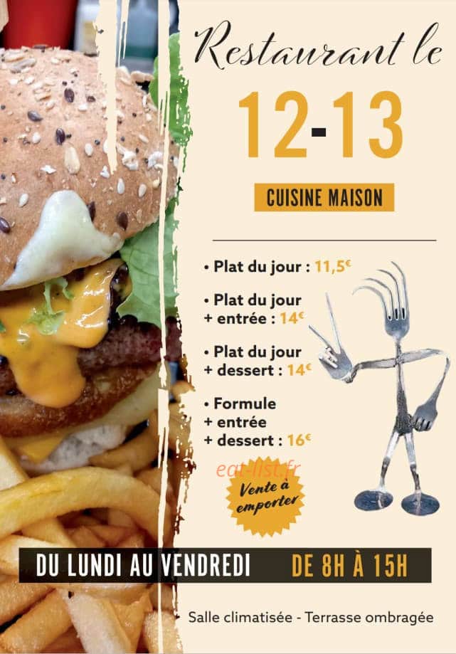 Carte et menu Restaurant Le 12/13 Cournon-d'Auvergne