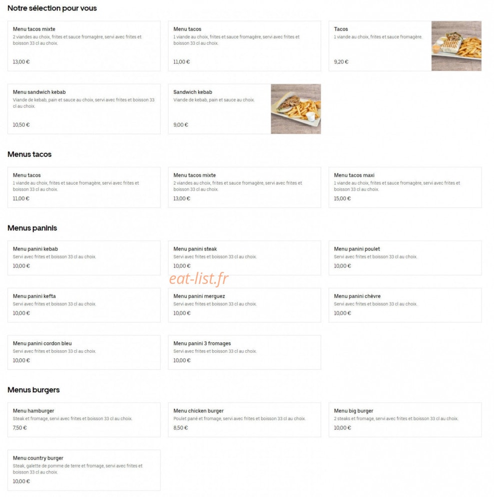 Carte et menu de Star Food Family à Cournon d'Auvergne — Les sélections, menus tacos, ...