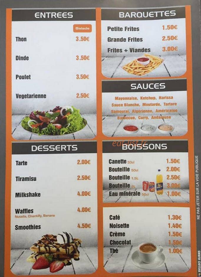 Topkapi kebab — carte page 1