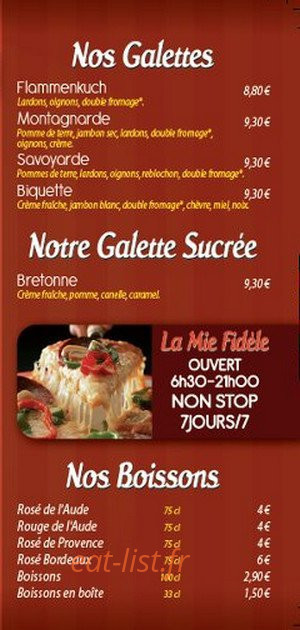 La Mie Fidèle — carte page 3