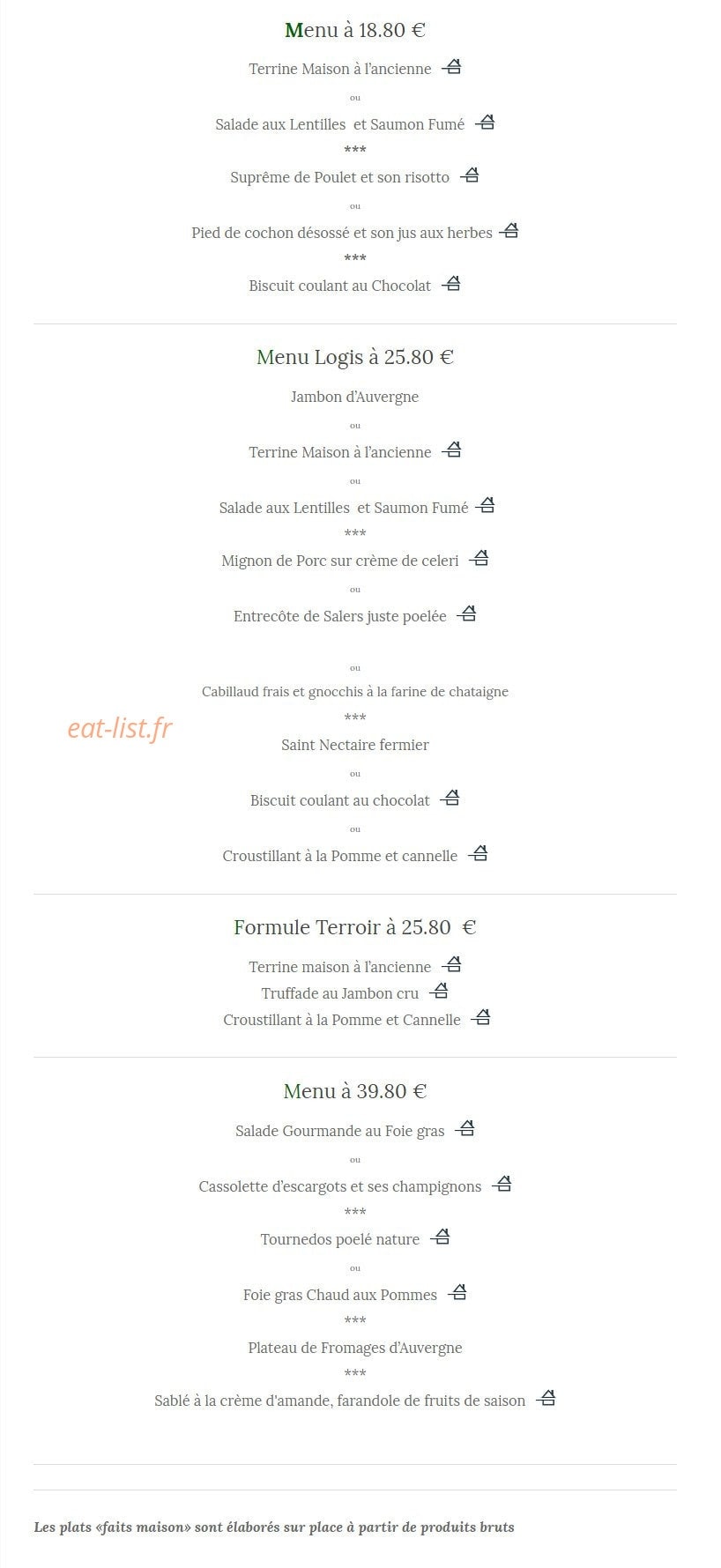 Arum Hotel — carte page 1