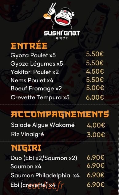 Sushi'gnat — carte page 1