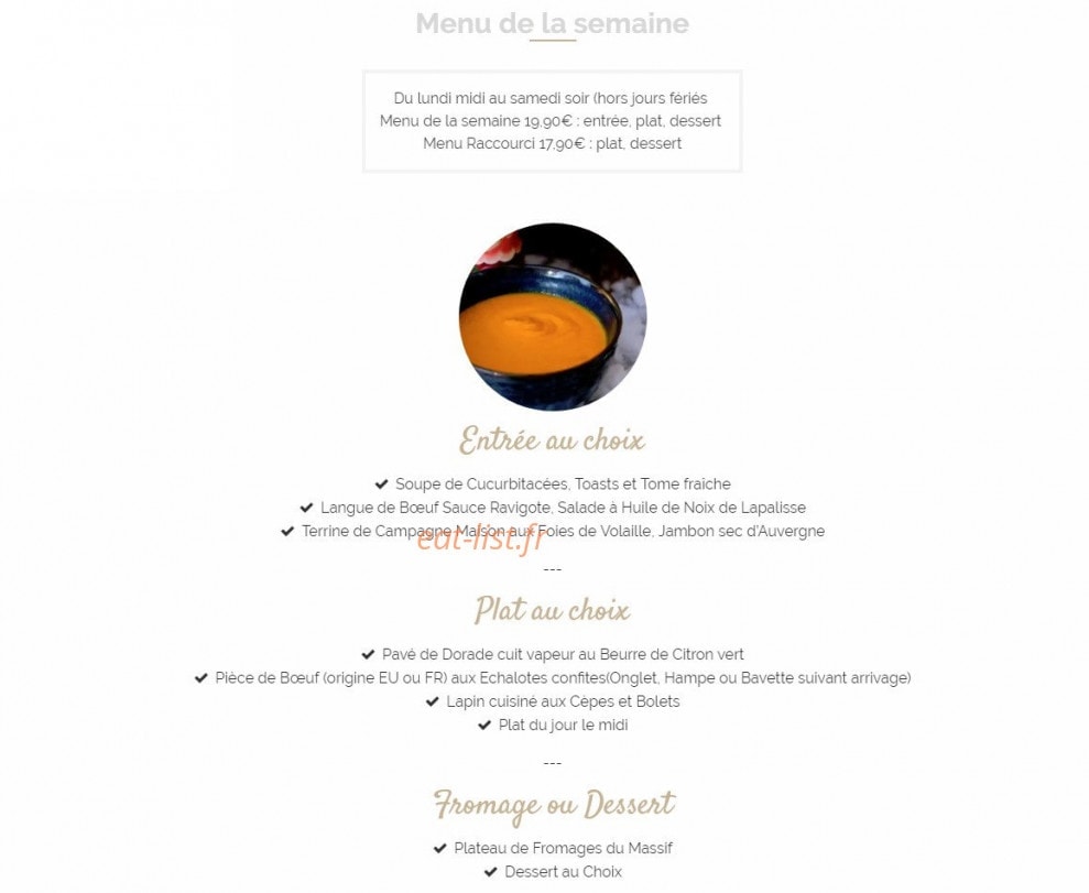 Restaurant de la Poste — carte page 2