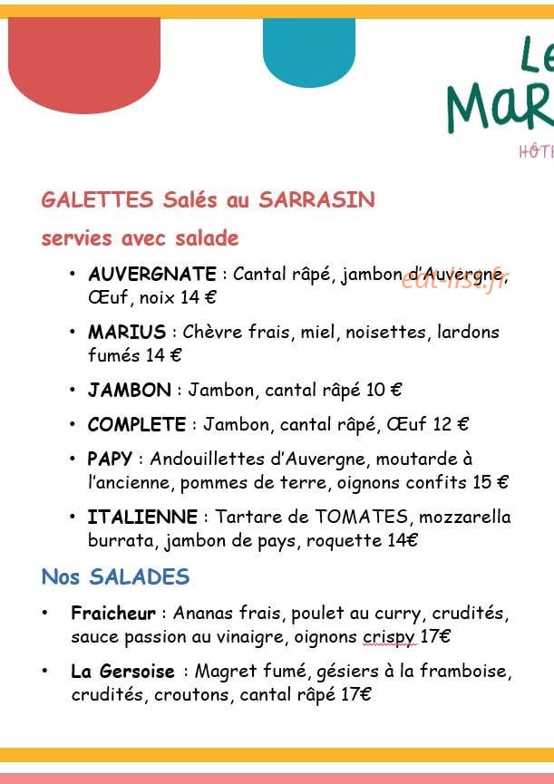 Le Marius Hotel — carte page 1