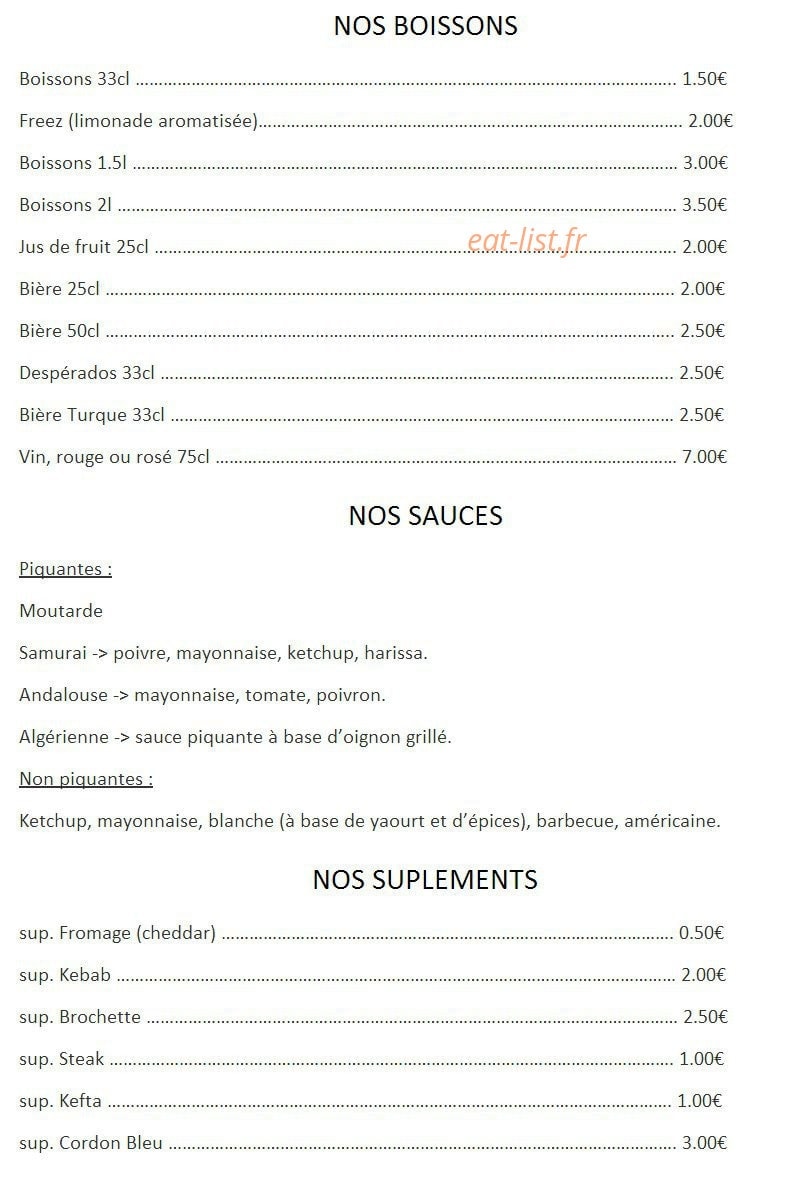 Allo Kebab — carte page 2